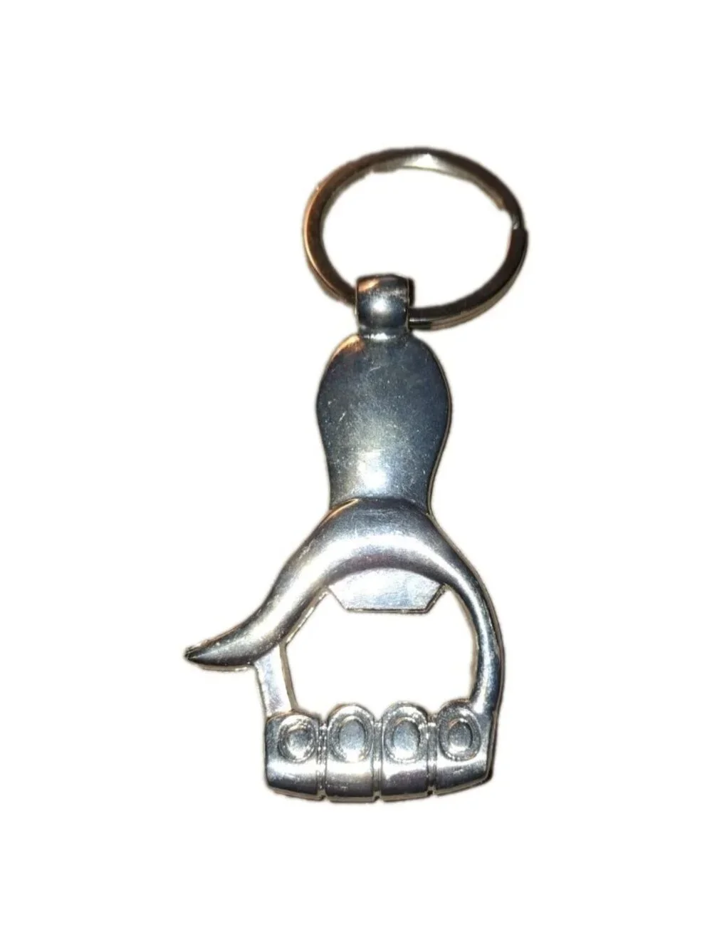 Stainless Steel Bottle Opener Keychain Fist Thumbs Up Silver Tone